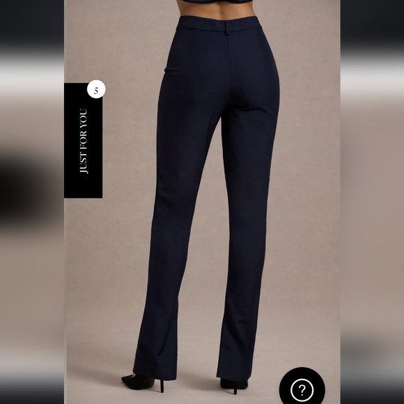 Wonder Woman Navy High Waist Straight Leg Trousers With Hem Split - Picture 2 of 5